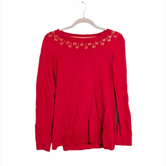 🦀2/$25 Maison Jules Raspberry Studded Sweater - Picture 1 of 6